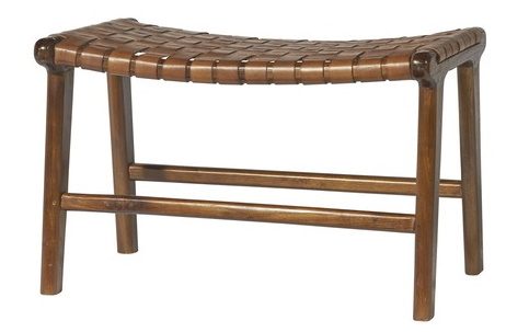 Fotpall Porto Large - Konjak / Teak + Reng�ring f�r m�bler