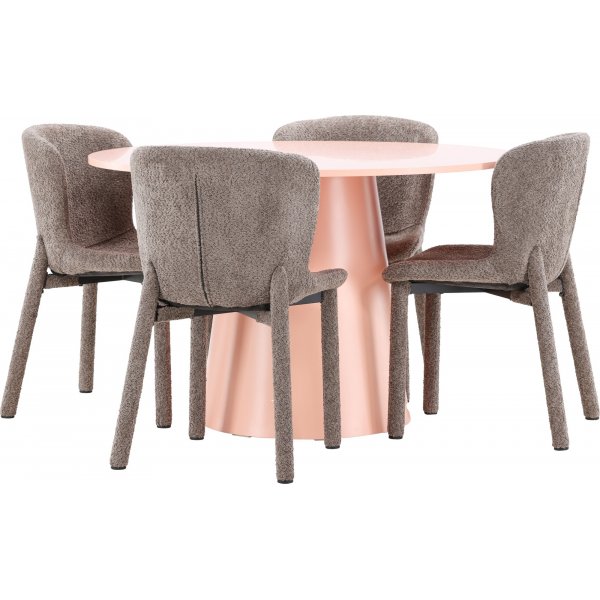 Matbord Lanzo med 4 st Astoria stolar - Beige/rosa/brun + 4.00 x Stolsdyna Matbord Lanzo med 4 st Astoria stolar - Beige/rosa/brun + 4.00 x Stolsdyna
