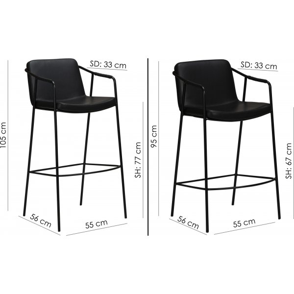Tabouret de bar Boto - PU noir