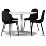 Seat matgrupp, runt matbord med 4 st Carisma sammetsstolar - Vit/Svart