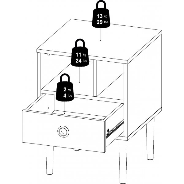 Rome sängbord - Hickory/vit Rome sängbord - Hickory/vit