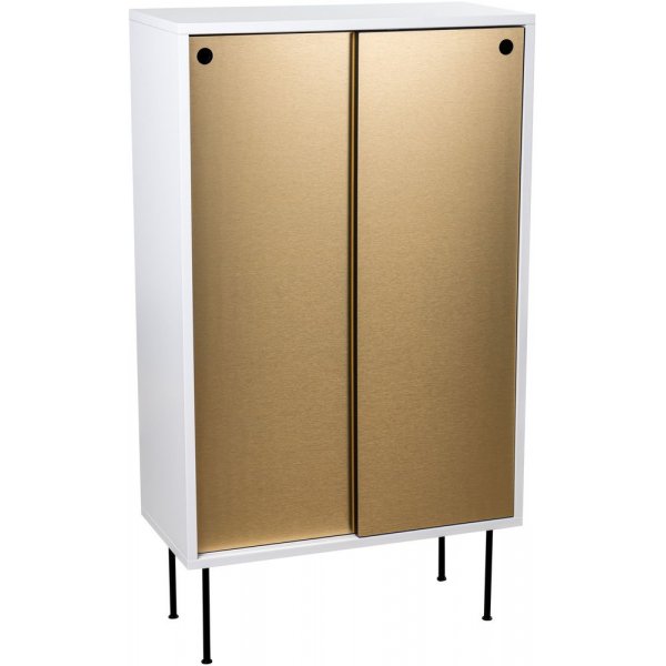 Volume vitt skåp med skjutdörrar i mässing Volume vitt skåp med skjutdörrar i mässing