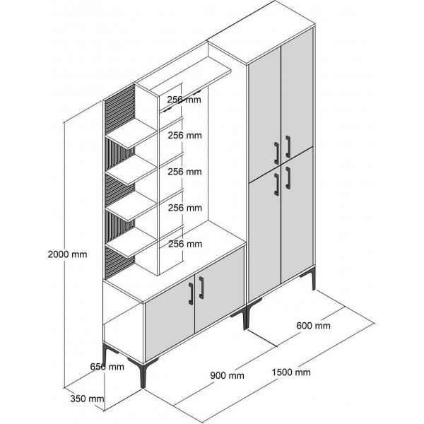 Viyana hallmöbel 150 cm - Valnöt/vit Viyana hallmöbel 150 cm - Valnöt/vit