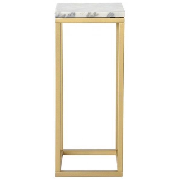 Accent sngbord 65 - Vit marmor/mssingsfrgad