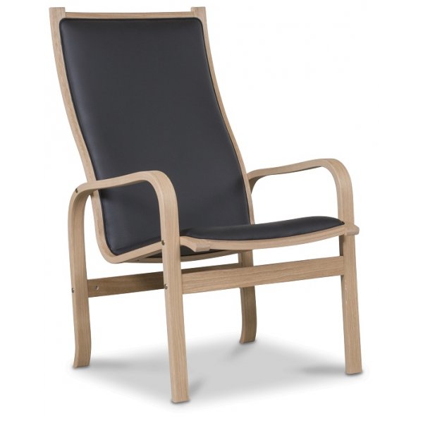 Frank f�t�lj i svart l�der - Oljad ek + Reng�ring f�r m�bler