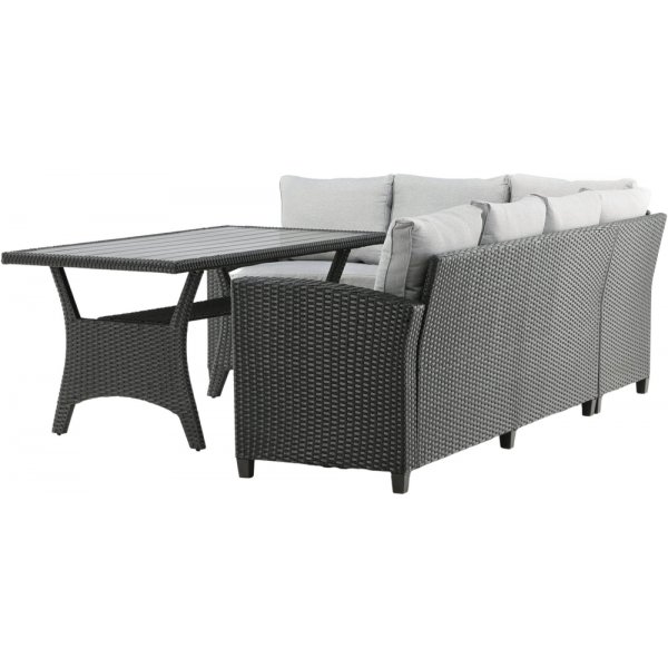 Groupe de canapés d\\\'angle en bois courbé - Noir/gris Groupe de canapés d\\\'angle en bois courbé - Noir/gris