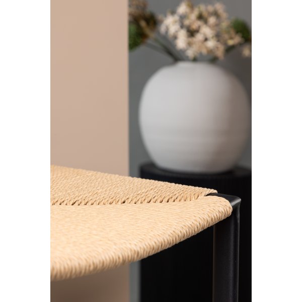 Tabouret de bar Polly - Noir/rotin