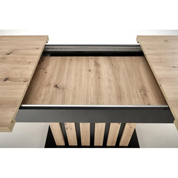 Table  manger Lamello 130-180 x 80 cm - Chne artisanal/noir