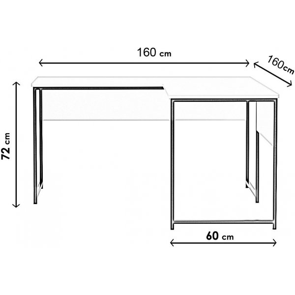 Masasi hörnskrivbord 160/160 x 60 cm - Ek/svart Masasi hörnskrivbord 160/160 x 60 cm - Ek/svart