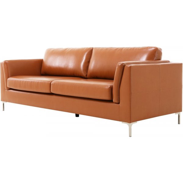 Soffa 3-sits brunt konstläder 200 cm Soffa 3-sits brunt konstläder 200 cm
