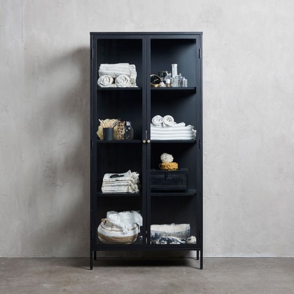 Armoire métal noir portes vitrées Toddy H190 cm Armoire métal noir portes vitrées Toddy H190 cm