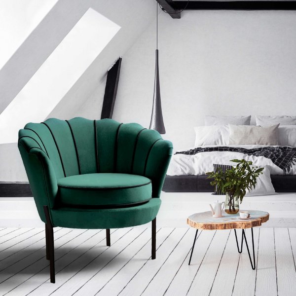 Fauteuil Duran en velours vert