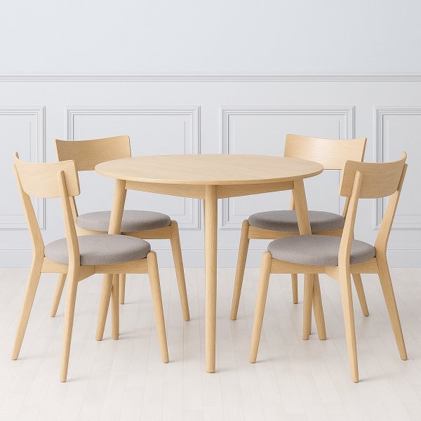 Chaise de salle à manger en chêne avec assise grise Chaise de salle à manger en chêne avec assise grise