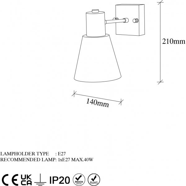 Gunnel wandlamp 13091 - Goud
