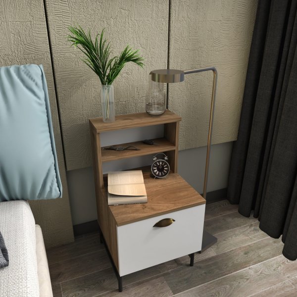 Cressi sängbord - Valnöt/vit Cressi sängbord - Valnöt/vit