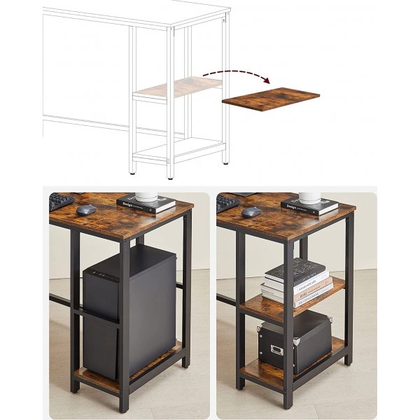 Bureau d'angle Rami 138/138 x 49 cm - Marron/noir