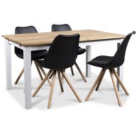 Twister matgrupp, matbord Österlen 140 cm vit/ek med 4 st svarta Twist matstolar Twister matgrupp, matbord Österlen 140 cm vit/ek med 4 st svarta Twist matstolar