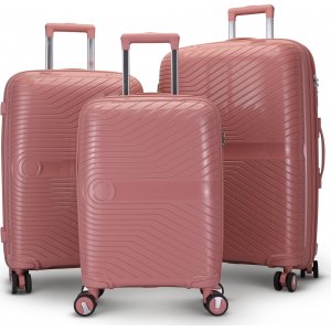 Oslo rosa resväska med kodlås set om 3 st kabinväskor
