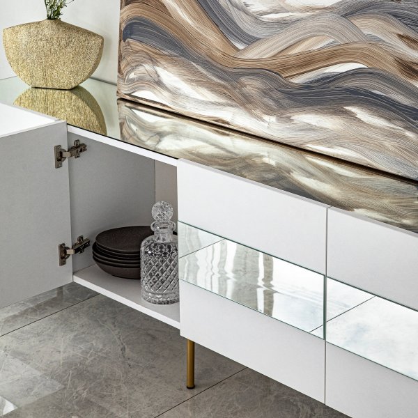 Banc média Leon - Blanc/or Banc média Leon - Blanc/or