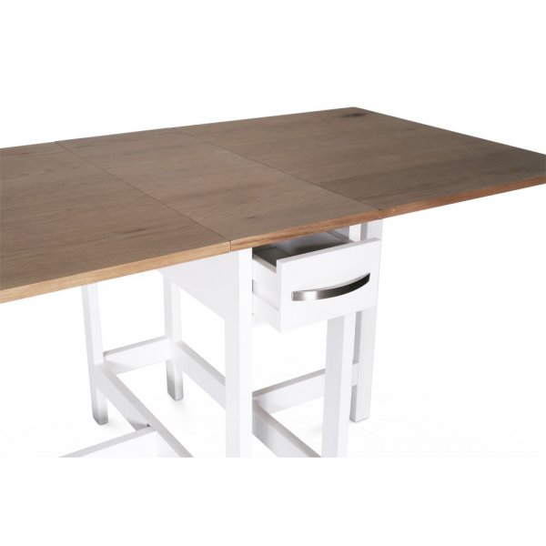 Slagbord vit/ek 30/90/150x80 cm - Fårö + Möbeltassar Slagbord vit/ek 30/90/150x80 cm - Fårö + Möbeltassar
