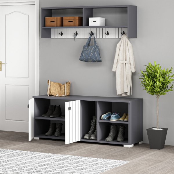 Meuble d'entre Sarandon - Anthracite/blanc