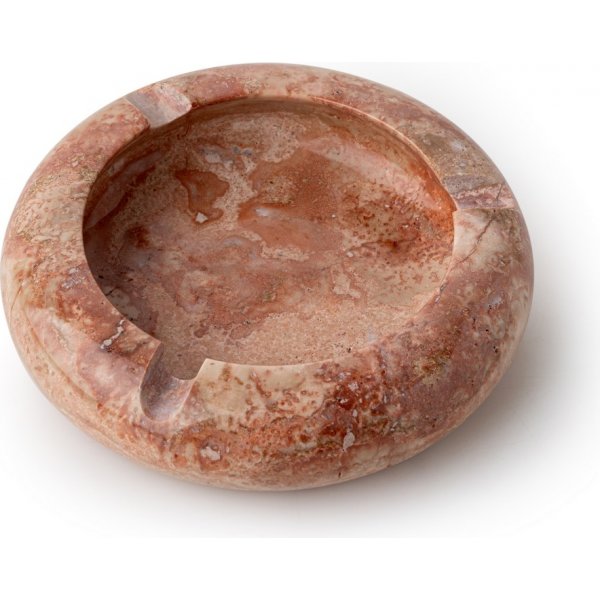 Runt askfat i rd Travertinmarmor