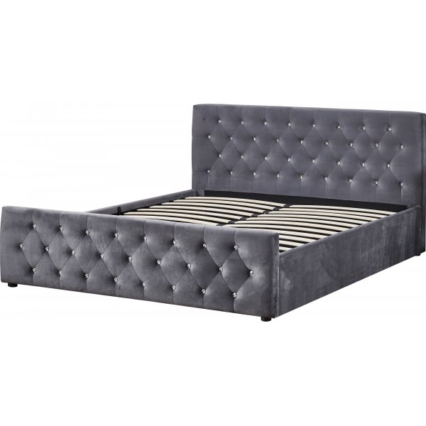 Dubbelsäng grå sammet 180 x 200 cm - Dubai Dubbelsäng grå sammet 180 x 200 cm - Dubai