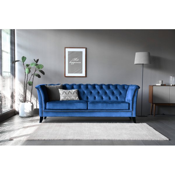 Soffa 3-sits Chesterfield Bl - Milton