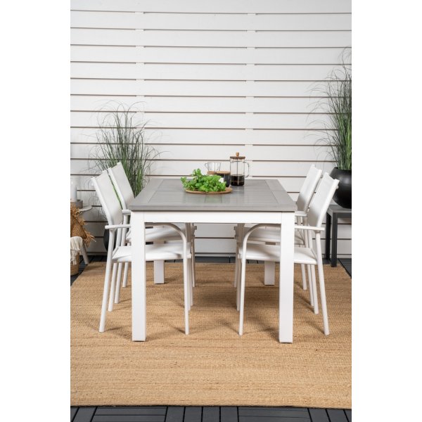 Albany utematgrupp med 4 st Santorini stolar - Grå/Vit Albany utematgrupp med 4 st Santorini stolar - Grå/Vit