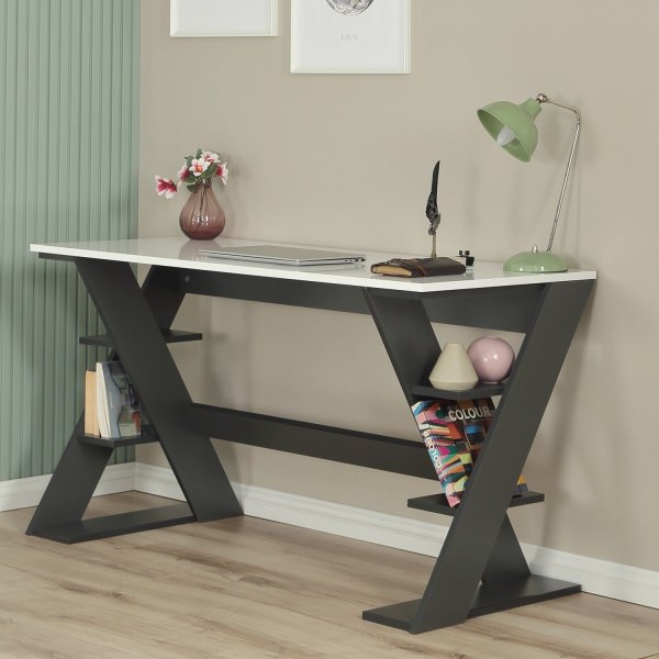 Lungo skrivbord 140 x 60 cm - Antracit/vit Lungo skrivbord 140 x 60 cm - Antracit/vit