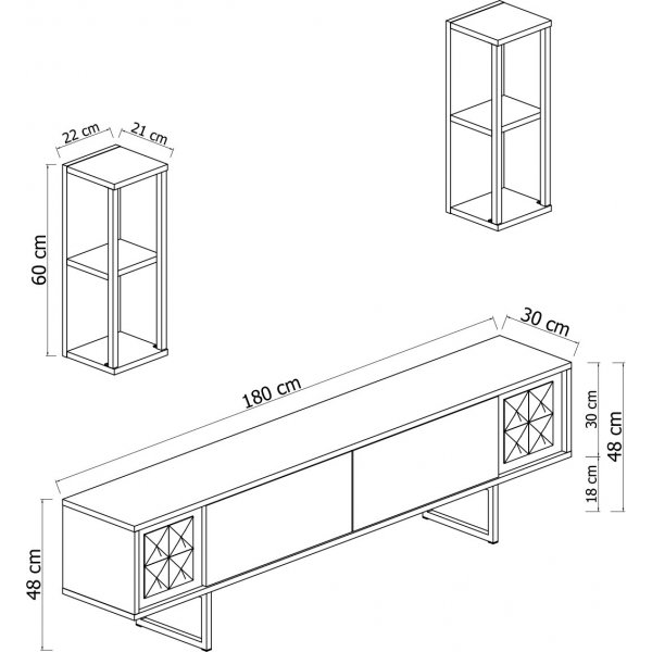 Erki TV-bnk - Vit/svart