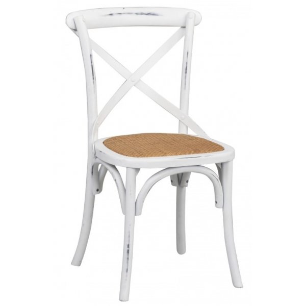 Gaston stol - Antik vit med rottingsits + Stolsdyna Gaston stol - Antik vit med rottingsits + Stolsdyna