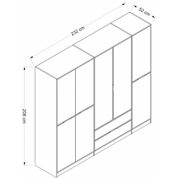 Armoire Elina 232 x 52 x 208 cm - Blanc/marron Armoire Elina 232 x 52 x 208 cm - Blanc/marron