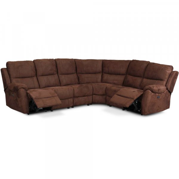 Canapé relax 5 places à commande électrique - Tissu microfibre marron Canapé relax 5 places à commande électrique - Tissu microfibre marron