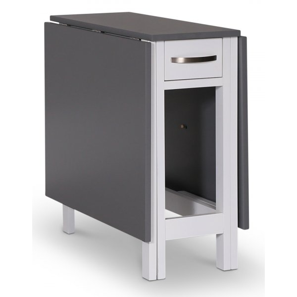 Matgrupp; klaffbord Vit / Gr med 4 st kldda stolar - Fr + 3.00 x Mbeltassar