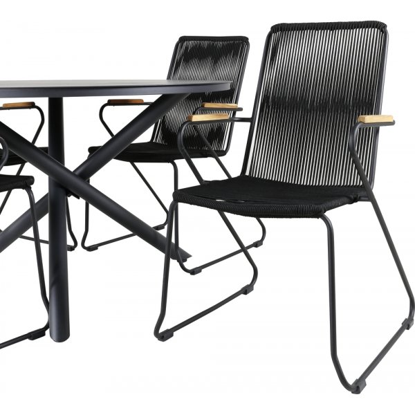 Alma utematgrupp med 4 st Bois stolar - Svart/Natur Alma utematgrupp med 4 st Bois stolar - Svart/Natur