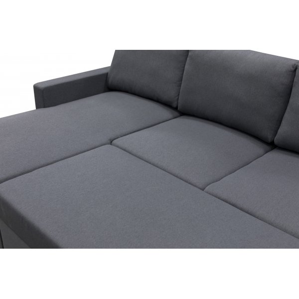 Bddsoffa U-modell mrkgr - Trn + Textilrengring fr mbler