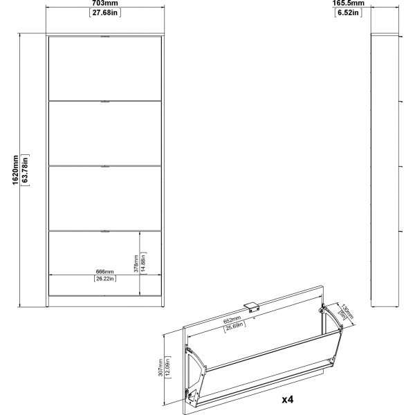 Shoes skoskåp med 4 fack - Vit Shoes skoskåp med 4 fack - Vit