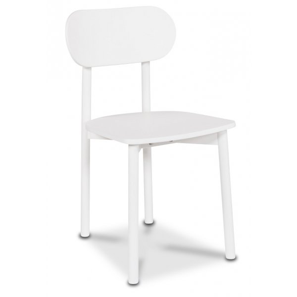 Rosvik matgrupp grått runt bord med 4 st vita Alvaro matstolar Rosvik matgrupp grått runt bord med 4 st vita Alvaro matstolar