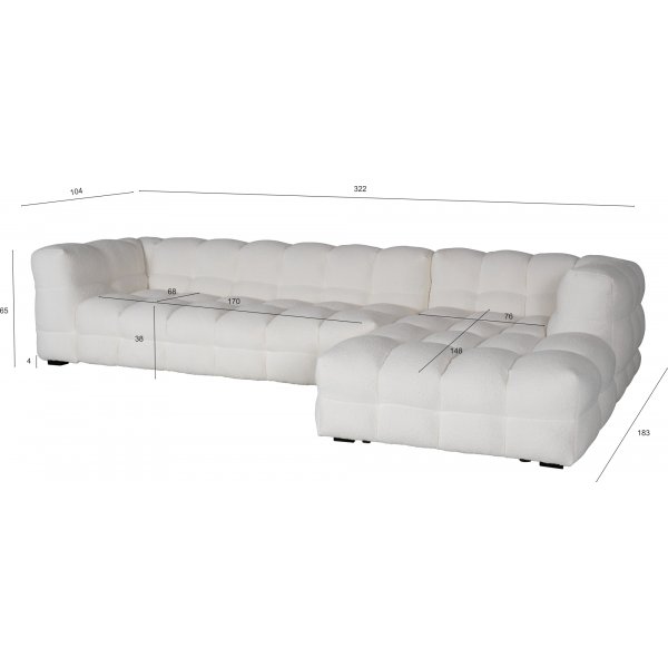 Soffa 322 cm bred beige teddy - Elisa + Textilrengring fr mbler