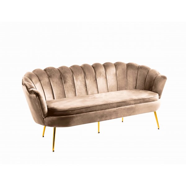 Soffa 3-sits i mörk beige sammet/mässing - Kingsley Soffa 3-sits i mörk beige sammet/mässing - Kingsley