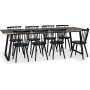 Edge 3.0 matgrupp 240x90 cm inkl 8 st svarta pinnstolar Castor - Gr Hgtryckslaminat (HPL)