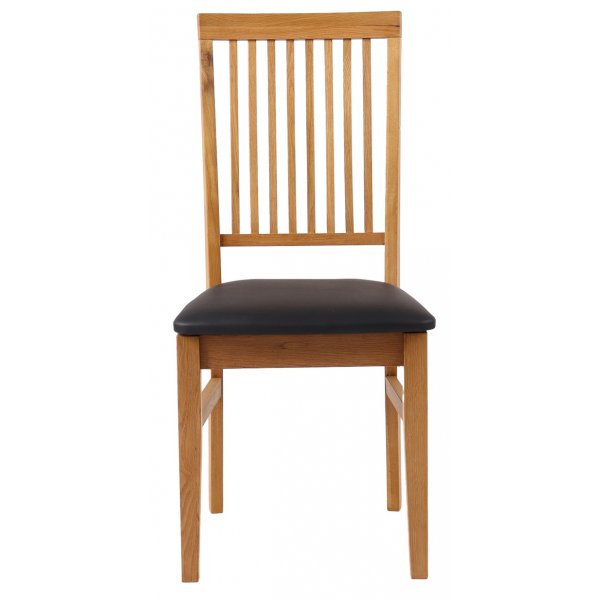 Dalars klassiska matstol i oljad ek med svart PU