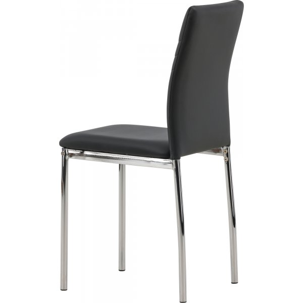 Chaise de salle à manger Lily - Noir PU/chrome Chaise de salle à manger Lily - Noir PU/chrome