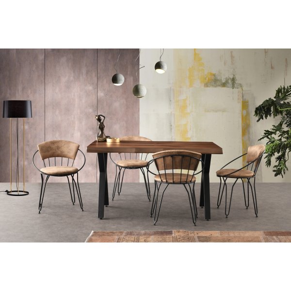 Table à manger Pera 140 cm - Noir/noyer Table à manger Pera 140 cm - Noir/noyer