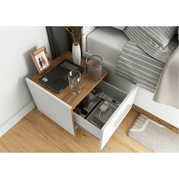 Dentro nachtkastje links - Wit/sirling eiken