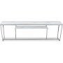 Stella mediabnk - Vit marmorerat glas / Kromat underrede