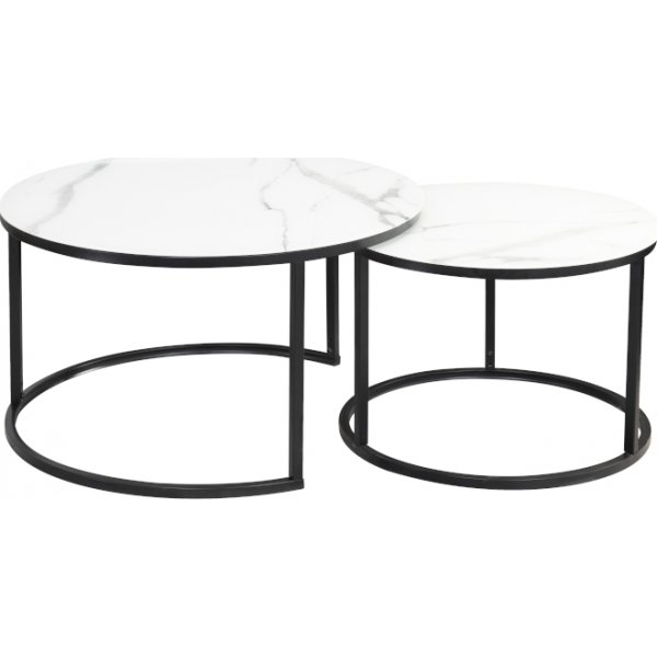 Table basse Harrisburg 80 x 80 cm - Blanc/noir