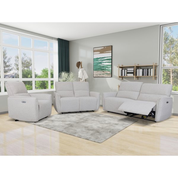 Soffa elektrisk recliner 2-sits - Ljus bouclè soffa Soffa elektrisk recliner 2-sits - Ljus bouclè soffa