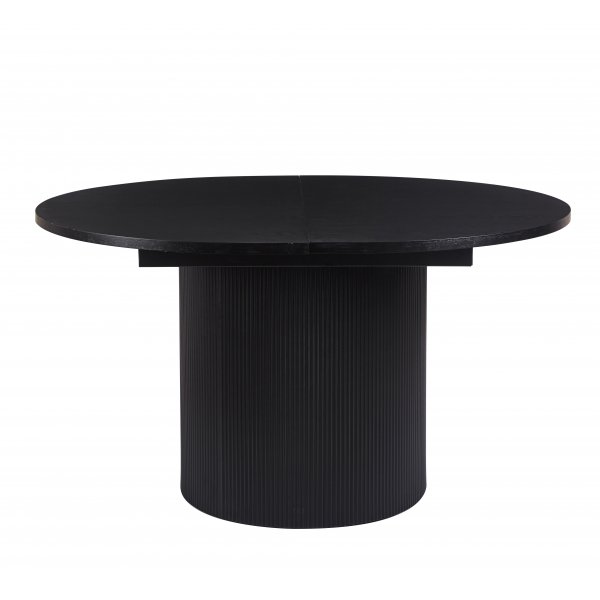 Astrid utdragbart matbord 140-180cm i svartbetsad ek med 4st Brandon karmstol i svart med repsits